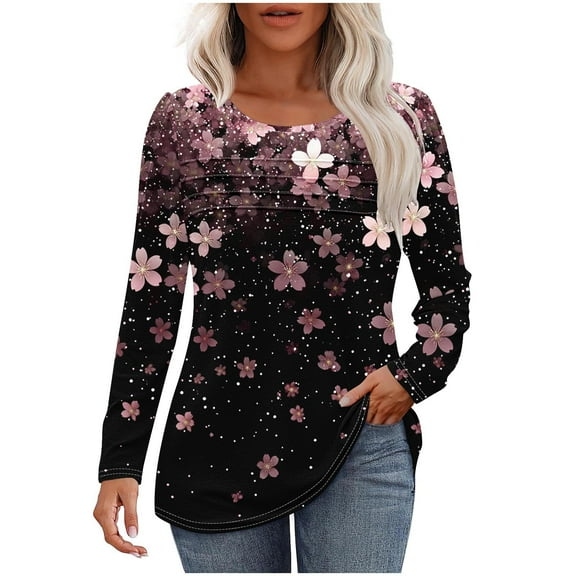 Cilsoka Shirts for Women Fall Winter Flowy Tops for Women Fall Winter Graphic Tees for Women Trendy Y2k Black Blouses for Women Crop My Orders past Orders