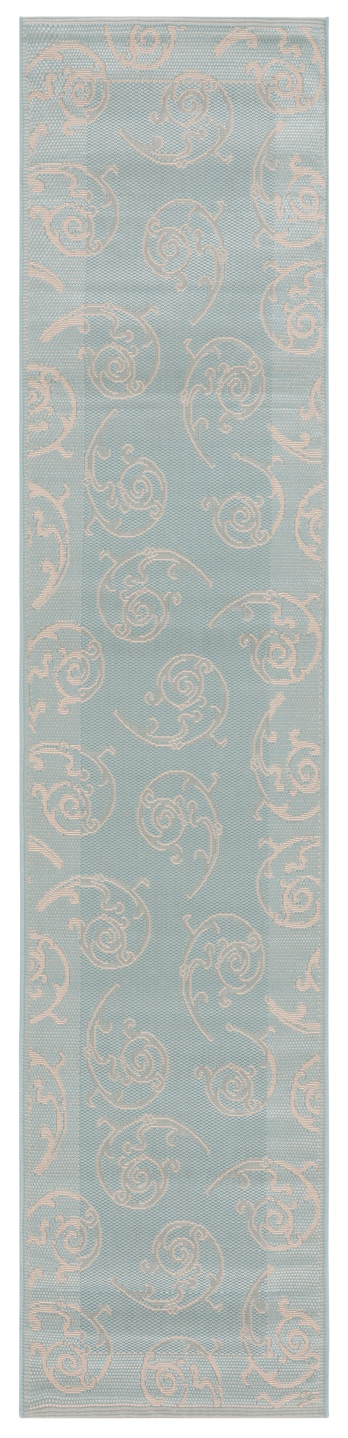 Safavieh Courtyard Caleb Botanical Indoor/Outdoor Runner Rug, Aqua/Cream, 2'3" x 10'