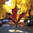 thumbnail image 6 of Stained Glass Maple Leaf Suncatcher, 5.91 inch Translucent Acrylic Fall Window Decor, Hanging Autumn Pendant with Metal Chain, Vintage Seasonal Wall Accent, Harvest Home Ornament, Thanksgiving Decor, 6 of 7