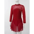 thumbnail image 3 of LiiYii Robe de Patinage en Maille à Manches Longues avec Strass pour Filles Jeunes, Bourgogne 12, 3 of 7