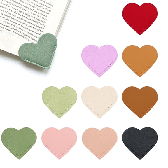 Colorful Heart Bookmarks, 10-Piece Set, Lightweight and Durable, Perfect for Reading Use.