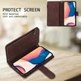 thumbnail image 6 of Allytech 2 in 1 Wallet Case for iPhone 15, Luxury PU Leather Zipper Wallet Kickstand Cover with Card Slots & Lanyard & Photo Pocket, Magnetic Buttons Buckle Shockproof Case - Coffee, 6 of 9