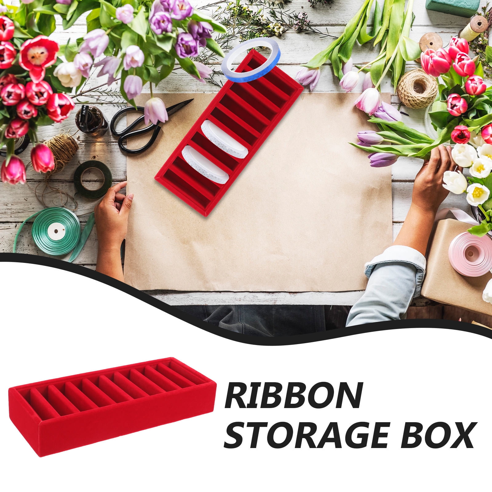 FRCOLOR  Ribbon Storage Head Holders for Craft Room Organizer Miss Travel Red