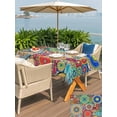 thumbnail image 4 of Outdoor Tablecloth with Umbrella Hole and Zipper, Colorful Ethnic Rectangle Table Cloth 54x80 Inch Waterproof Tablecloth, National Modern Geometric Blue Green Picnic Table Cover for Patio Camping, 4 of 7