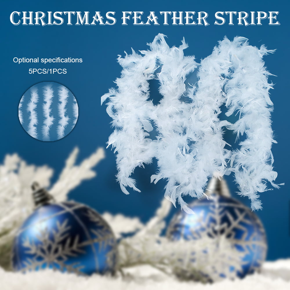 1/5/10Pcs Christmas Tree White Feather Boa Home Party Xmas Ribbon Garland Decor 
