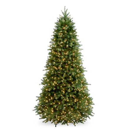 National Tree Pre-Lit 7-1/2' "Feel-Real" Jersey Fraser Slim Fir Hinged Artificial Christmas Tree with 800 Clear Lights