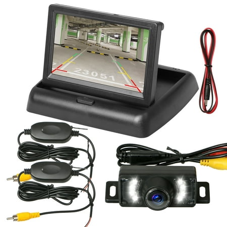 TSV Vehicle Wireless Backup Camera Monitor Kit 12V,Night Vision Rear Camera Reverse Rearview Parking Assistance System and 4.3