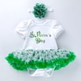 thumbnail image 2 of Coerni Baby Girl My 1st St Patricks Day Outfit Short Sleeve Ruffle Tutu Romper Dress with Headband 2Pcs Toddler Clothes Set, 2 of 7