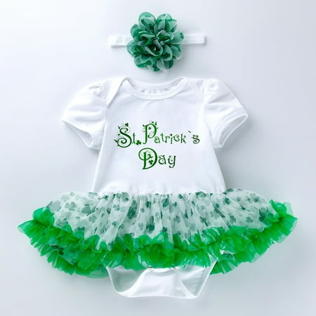 

Infant Baby Newborn Print Girls Boys Fall Short Sleeve St. Patric.k s Day Romper Bodysuit Dress Clothes