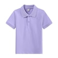 thumbnail image 3 of Havenx Boys Girls School Uniform Polo Shirt Short Sleeve Button Collared Polo Shirt Quick Dry Moisture Wicking T Shirts Casual Back To School Uniform Classic Clothes,Purple, 3 of 3