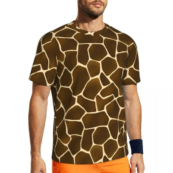 Giraffe Skin Print T-Shirt Mens Wild Animal Streetwear Running T Shirts Quick Dry Summer H