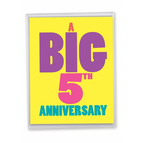 1 Large Funny 5th Happy Anniversary Greeting Card (8.5 x 11 Inch) - Big Ones Milestones 5 J9075MAG