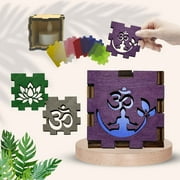 Zen Glow Light Box | 2" Wood Cube w/ Interchangeable Fronts | Meditative Room Accent