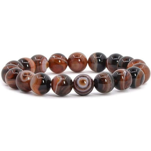 Bracelet Extensible Unisexe en Perles Rondes 10 mm en Pierre Précieuse d'Agate Rêve 7 Pouces