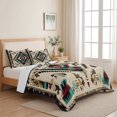 thumbnail image 5 of King Quilt Set 96''x106'', Boho Red Teal Brown Lightweight Summer Bedspread Coverlet Set with 2 Pillow Shams, Southwestern Country Geometric Breathable All Season Quilt Bedding for Bedroom/Guest Room, 5 of 9