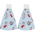 thumbnail image 2 of 1 Pcs Hanging Towels, Dish Towels Kittens with Christmas Hats Socks Absorbent Hand Towels with Hanging Loop Washcloth for Bathroom Kitchen, 2 of 7