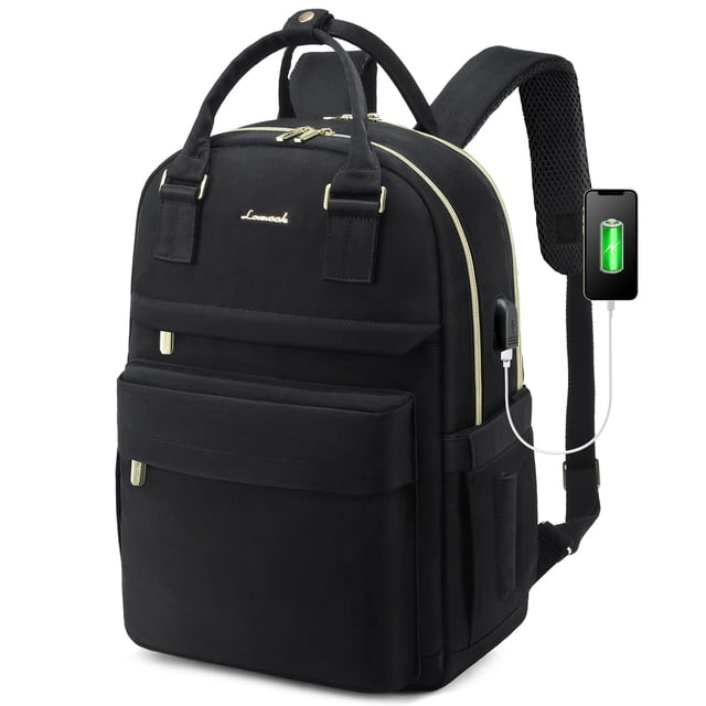 Mochila para portátil LOVEVOOK para mujer de 15.6 pulgadas con puerto USB a prueba de agua
