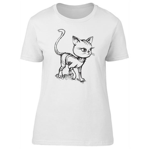 Cartoon Cat In A Sweater T-Shirt Women -Image by Shutterstock, Female XX-Large