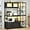 Black, variant on Itaar Bakers Rack with Power Outlet and LED Light, 45.3 Inch Farmhouse Coffee Bar Cabinet, Kitchen Microwave Stand with Storage, Glass Cabinet, Goblet Holder and 8 Hooks, Black