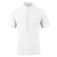 thumbnail image 4 of Rggeeun Men Tee Short Sleeve Solid Color Stand Collar Top Shirt Soft And Breathable For Sports And Daily Wearing In Spring ,White,L, 4 of 5
