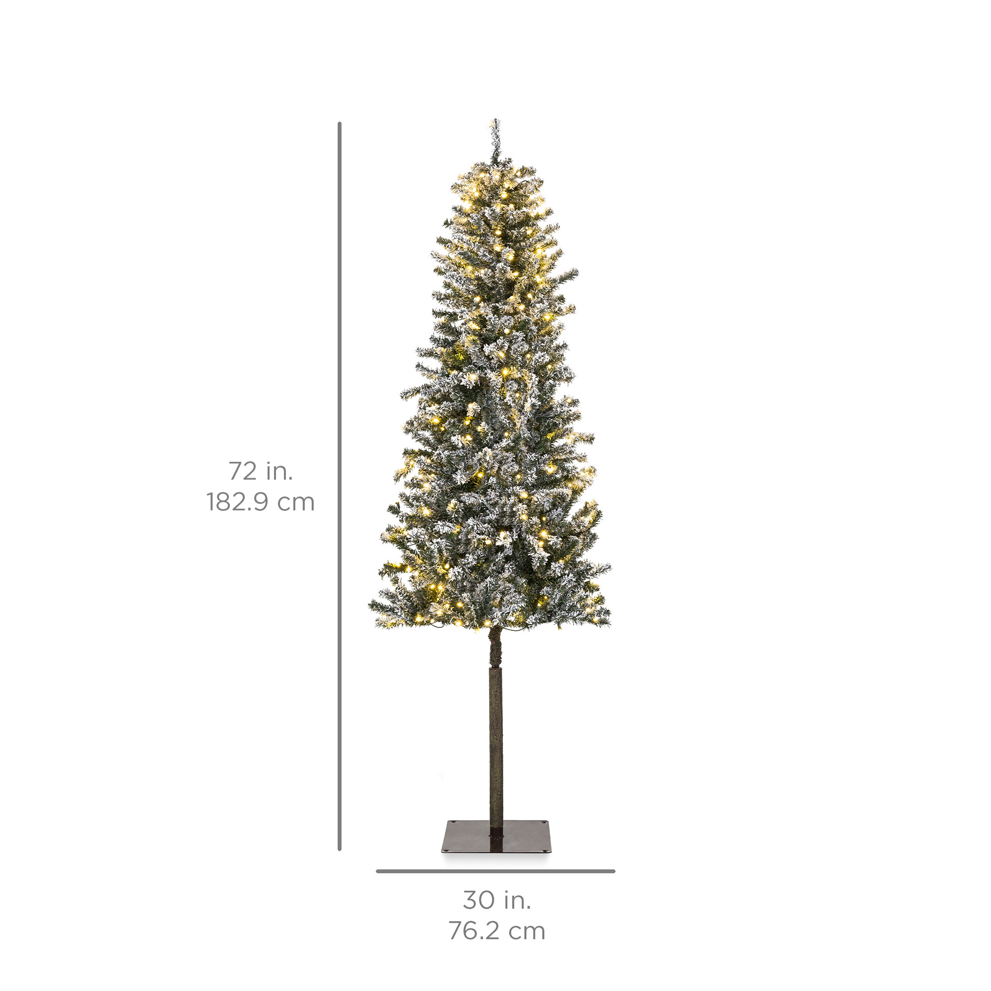 Best Choice Products 6ft Pre-Lit Slim Pencil Christmas Tree, Snow ...