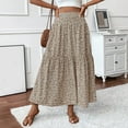 thumbnail image 6 of GXIPO Womens 2025 Maxi Skirt Casual Flowy Elastic High Waist Long Skirts with Pockets Summer Beach Cover Up Brown XL, 6 of 8