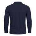 thumbnail image 6 of Zivyakyro Men's Polo Shirts Fall Long Sleeve Collared Button Shirts Solid Slim Textured with Pocket Officewear Blue M, 6 of 8
