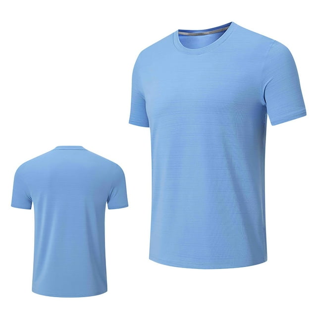 AherBiu Tshirts Shirts for Men Crewneck Quick Drying Athletic Shirts Stretch Outdoor Workout Gym T-Shirts
