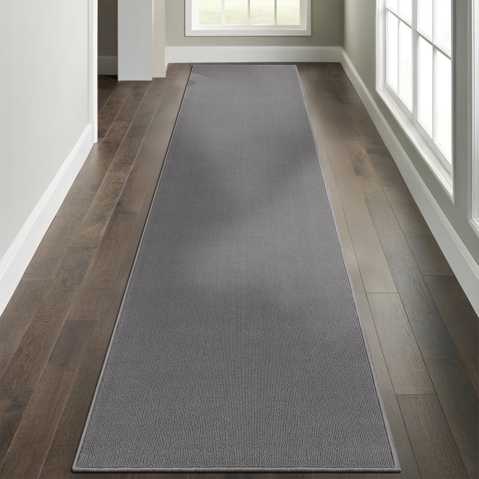 MeyJey 2'x10' Runner Rug Non Slip Washable Farmhouse Hallway Rug for Kitchen/Laundry Room, Gray