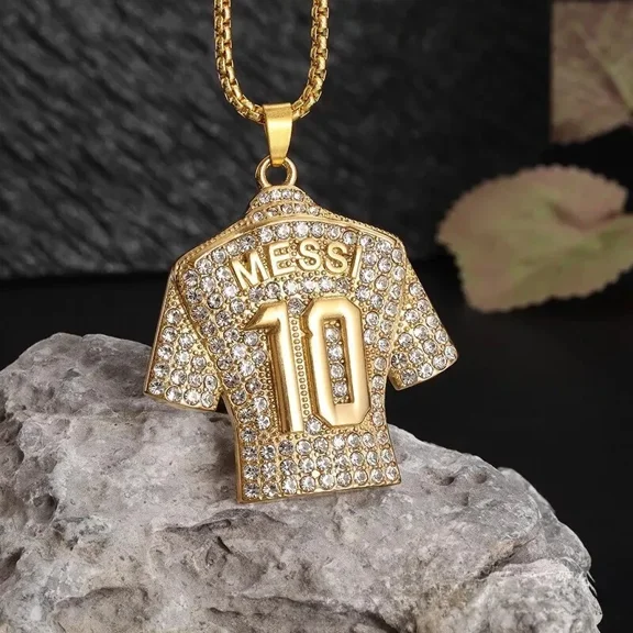 Aishvi Jewels 3Ct Round Cut Lab Created Diamond Messi Customize Men's Pendant 14K Yellow Gold Plated Free 18''Chain