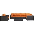 thumbnail image 5 of Modway Convene 7 Piece Outdoor Patio Sectional Set in Espresso Orange, 5 of 9