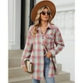 thumbnail image 6 of jinghuiyue Women Flannel Plaid Shirt Classic Button Down Long Sleeve Shirts Casual Business Cropped Tops with Pocket M, 6 of 7