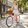 thumbnail image 2 of Gymax 26-Inch Beach Cruiser Bike w/Adjustable Seat Woven Basket & Rear Rack for City, 2 of 10