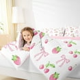 thumbnail image 3 of Manfei Catroon Bow Comforter Sets Queen Size,Cute Strawberry Comforters & Duvets,Pink White Bowtie Bedding Queen Comforter Set For Girls Boys,Ultra Soft Bedroom Decoration Reversible,3-Piece, 3 of 7
