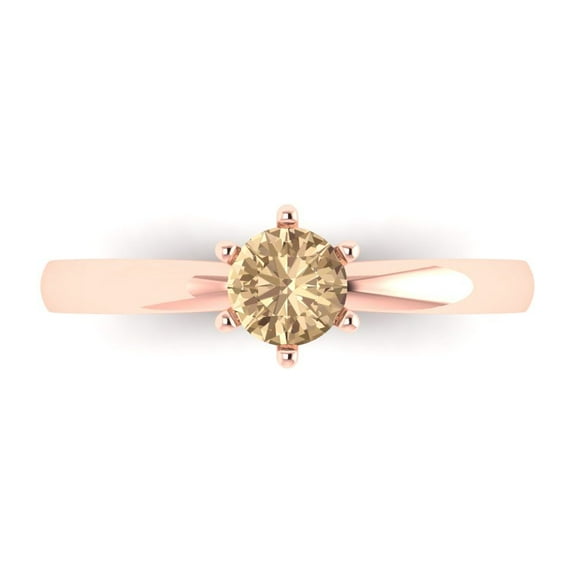 Solitaire Engagement Ring for Women - 0.5ct Yellow Moissanite in 18K Rose Gold Promise Ring
