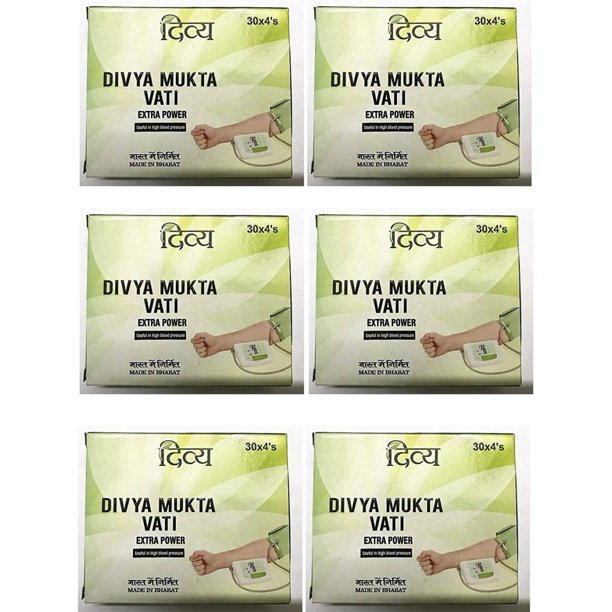 6 x Ramdev Divya Herbal Ayurvedic Mukta Vati (for High Blood Pressure