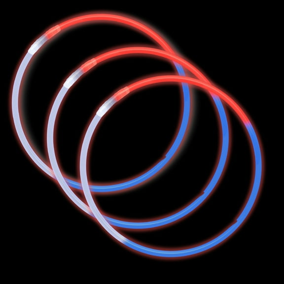 Mardi Gras Spot 22" Red, White and Blue Glow Necklace (Tube/50 Pieces)