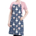 thumbnail image 5 of Dark Blue Ballerina Flower Pattern Apron-Garden Aprons for Women with Pockets-Cotton Linen Waterproof Kitchen Cooking Gardening Aprons Adjustable for Kitchen,Cooking,BBQ and Salon 33x27 Inch, 5 of 7
