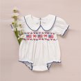 thumbnail image 2 of ZEHJUHAN Baby Girls Independence Day Romper Peter Pan Collar Flag & Bow Embroidery Back Button Closure White，9-12M, 2 of 7