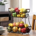 thumbnail image 2 of Double Rectangular Countertop Fruit Storage Basket, Food Storage Basket (Black, Metal), 2 of 3