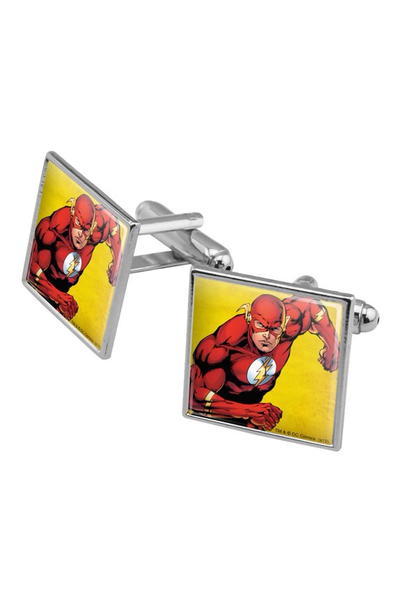 The Flash Character Square Cufflink Set - Silver or Gold