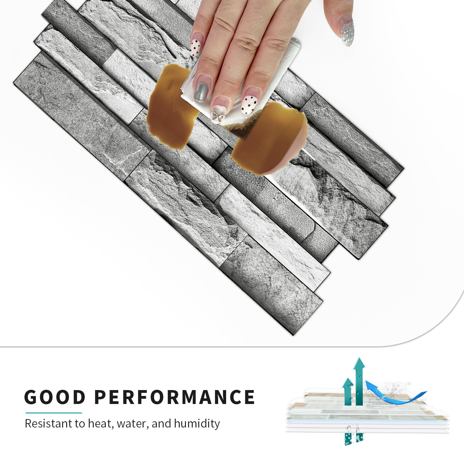 Peel and Stick Backsplash 3D Wall Tiles,Self-Adhesive,Oil Proof,Waterproof, Removable Wall Panels for Kitchen & Bathroom,Modern Design, Easy Install (9.68x4.72 inch,48 Pack)