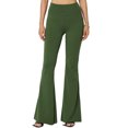 thumbnail image 1 of TheMoogan Pantalon Confortable Évasé Taille Haute Uni pour Femmes en Coton Extensible Yoga, 1 of 6