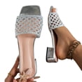 thumbnail image 4 of Wowcloth Women's Fashion Slides – Comfortable Square Open-Toe Design with Mid Chunky Heel and Lattice Weave for Versatile Casual Outdoor Wear, 4 of 9