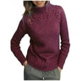 thumbnail image 3 of Sweaters for Women 2025 Hemp Pattern Turtleneck Solid Comfy Cable Knit Long Sleeve Jumper Top Womens Pullover Sweaters, 3 of 5