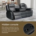 thumbnail image 3 of Hybition 3-Piece Living Room Set, PU Leather Reclining Sofa Set, Hidden Console with Cup Holders, Storage Box-Color:Black, 3 of 7