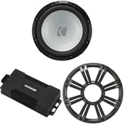 Kicker 48PXA6001 Weatherproof Powersport Mono Amp & 12" 4 Ohm Marine Subwoofer ( Charcoal Grill )