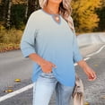 thumbnail image 5 of LEKWK Plus Size 3/4 Sleeve Tops for Women Regular Fit Keyhole Neck 3/4 Sleeve Tops Regular Fit Gradient Ombre Casual Tops Casual Tunic Length office Work Outfits, 5 of 7