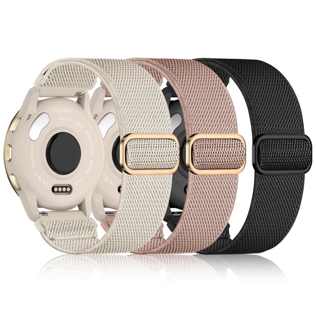 Correa de reloj Wizvv elástica de nailon de 18 mm para Garmin, paquete de 3