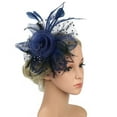 thumbnail image 4 of Stylish Wedding Cocktail Mesh Flower Tea Party Headband Feathers Hair Clip Alice Headband Clip Fascinator Hat ROYAL BLUE, 4 of 8